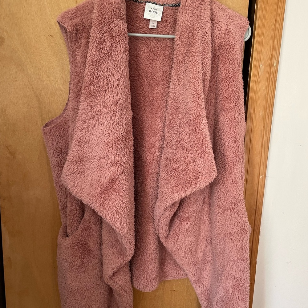 Knox Rose size L Mauve Blush Textured Vest Pockets